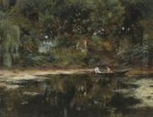 Rowing On The Lily Pond by Carl Christian E. Carlsen