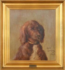 Portrait Of A Hunting Dog by Carl Christian E. Carlsen