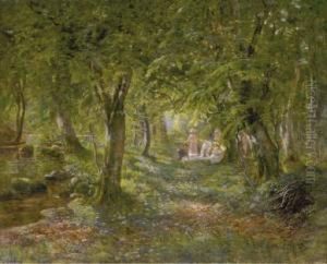 Figures Picnicing In A Forest Interior