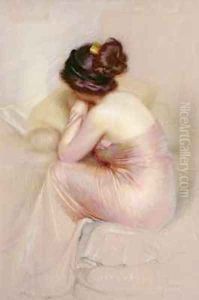 Study of Young Woman in a Satin Evening Dress by Gaston Bouy