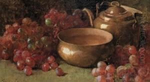 Still Life With Grapes And Copper Pots