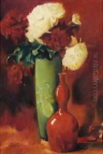 Bouquet Of Flowers And Vases by Emil Carlsen