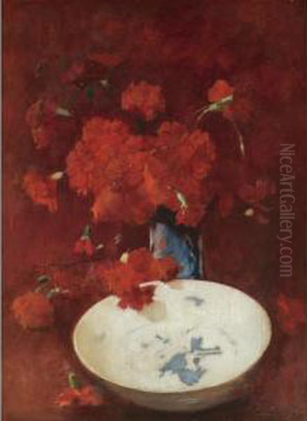 Red Carnations And Delft - view 1