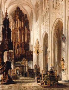 Interior of the Cathedral of Bois-le-Duc by Henry William Brewer