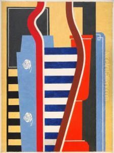 Composition Geometrique Aux Deux Roses Blanches by Otto Gustaf Carlsund