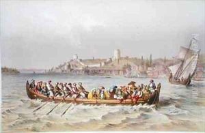 A ferry boat on the Bosphorous by Jean Brindesi