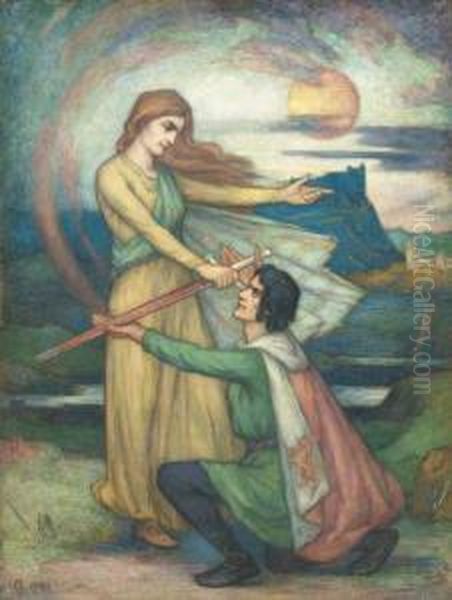 Robert The Bruce Receiving The Wallace Sword From The Spirit Ofscotland - view 1