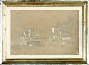 Harbour Scenery From Torbole By The Garda Lake by Johann-Hermann Carmiencke