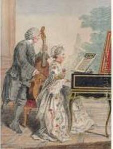 Mademoiselle Pitoin A Son Piano, Monsieur Son Pere L'accompagnant A La Basse by Louis Carrogis Carmontelle