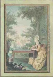 Madame De Lacombe Jouant Avec Son Fils by Louis Carrogis Carmontelle