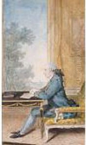 A Seated Gentleman In Profile To
The Left Writing A Letter At A Desk In Front Of An Open Window by Louis Carrogis Carmontelle