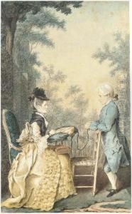 Femme Assise Cousant, Accompagnee D'un Jeune Garcon En Habitbleu by Louis Carrogis Carmontelle
