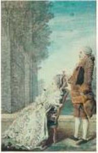 Portrait De La Comtesse De
Lenoncourt, Nee Clairon D'haussonville, Avec Un Homme Debout Derriere
Elle by Louis Carrogis Carmontelle