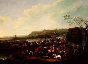 A Cavalry Skirmish in a Valley by Karel Bredael