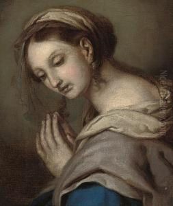 The Madonna In Prayer by Giovanni Carnovali Il Piccio