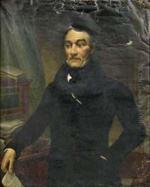 Portrait D'un Homme D'affaires Tenant Une Lettre Signee Aguado. - view 1