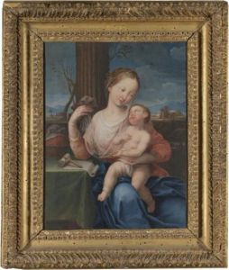 The Madonna And Child Seated Before A Landscape The Madonna And Child Seated Before A Landscape