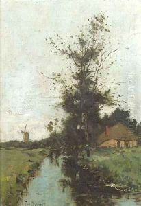 A stream in a polder landscape by Paul Bodifee