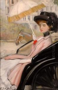 Elegante Dans Une Voiture by Henry Caro-Delvaille