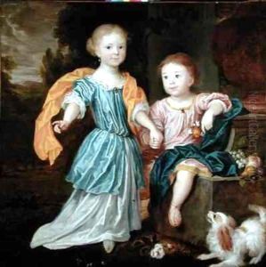 Portrait of a Young Girl and Boy, said to be the children of Sir William Reynolds Lloyd by Robert Byng or Bing