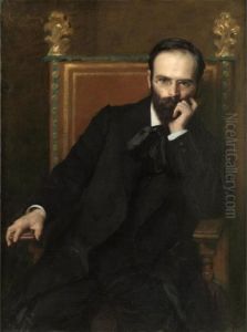 Portrait D'henri Bouchard, 
Sculpteur (1875-1960) [, Portrait Of The Sculptor Henri Bouchard, Oil On
 Canvas, Signed And Located Rome 1906.]