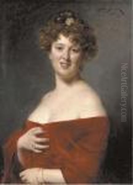 Portrait Of A Lady Dressed In Red - view 1