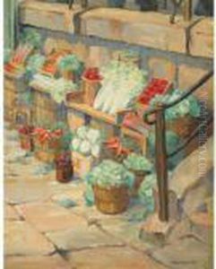 A Fruit And Vegetable Stall, Bonsecours Market, Montreal by Paul Archibald Caron