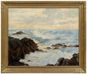 Seascape, View Of A Rocky Coast by Paul Archibald Caron