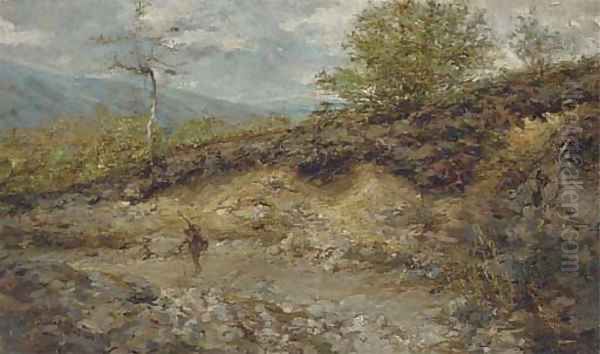 A figure in a mountain landscape; and Another similar - view 1