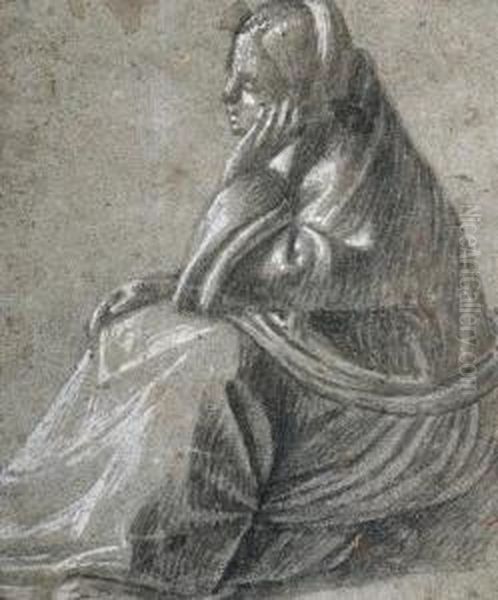 A Seated Woman In Profile To The Left, Her Hand Supporting Herhead - view 1