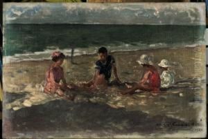 "bimbi Ai Bagni Mafalda Di Varazze" 1920 by Giovanni Battista Carpanetto