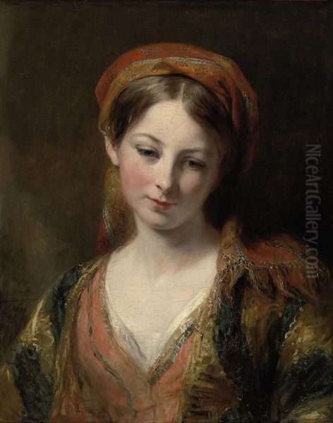Portrait Of A Young Girl,
Thought To Be Henrietta Carpenter, Bustlength, In Oriental Dress - view 1