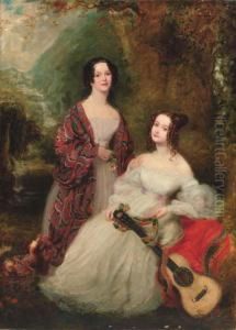 Double Portrait Of Two Sisters by Margaret Sarah Carpenter