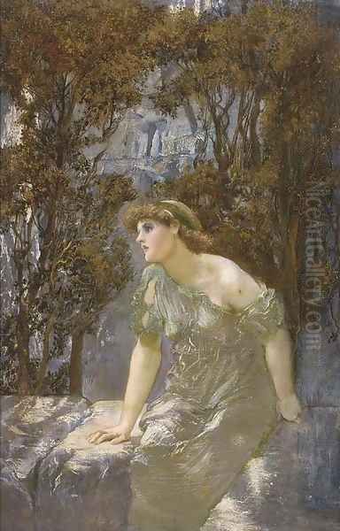 A maiden seated on a wall - view 1