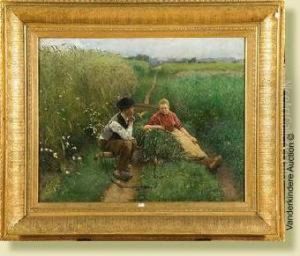 Le Repos Des Jeunes Paysans by Evariste Carpentier