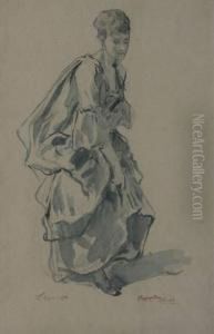 Elegante A La Longue Robe. by Evariste Carpentier