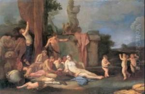 A) L'offerta A Bacco B) Il Diluvio Di Deucalione by Giulio Carpione