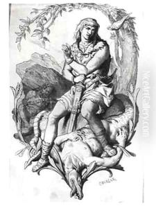 Siegfried and the Dragon with the Magic Bird by Burger, C.