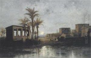 Putti Making Music In A Classical Landscape