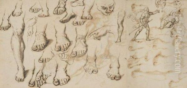 Recto : Etudes De Pieds, De Jambes, D'une Main, Et D'une Teted'homme. - view 1