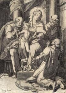 Madonna Mit Kind Und Heiligen Peter by Agostino Carracci
