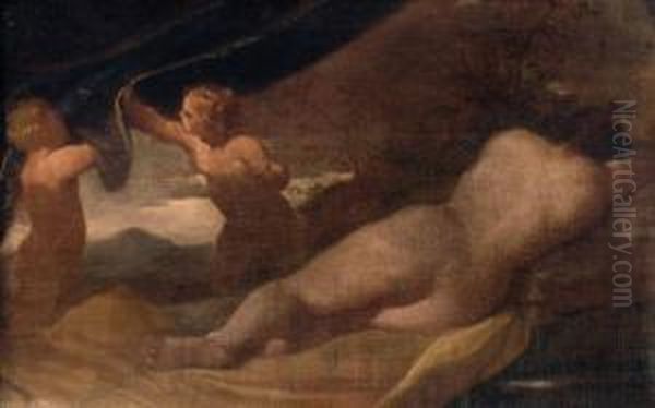 Ruckenakt Einer Venus In Landschaft Mit Zwei Amoretten - view 1