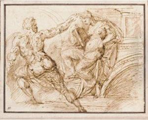 A Sheet Of Studies: A Male Nude Seen From Behind, And A Sibyl
