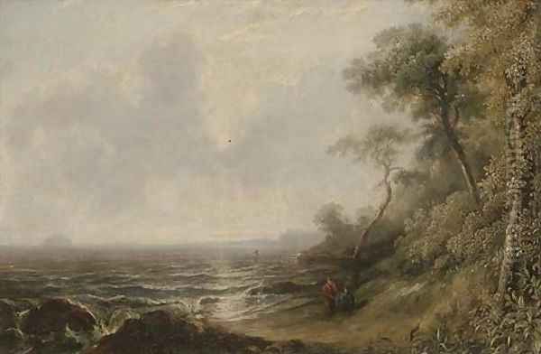 Figures on the shore, evening - view 1