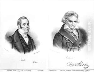 Esprit Auber (1782-1871) and Ludwig van Beethoven by Auguste Bry