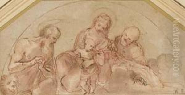 The Holy Family With Saint Jerome: Study For A Lunette - view 1