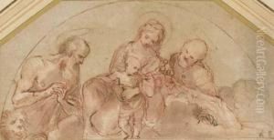 The Holy Family With Saint Jerome: Study For A Lunette by Lodovico Carracci