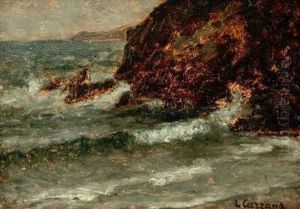 Bord De Mer Agitee by Louis Hilaire Carrand