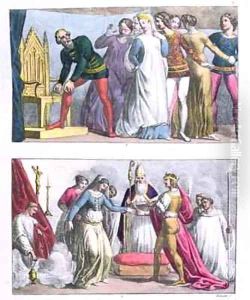Institution of the Order of the Garter by Edward III (1312-77) in 1348 and the marriage of Henry I (1068-1135) by Bramatti