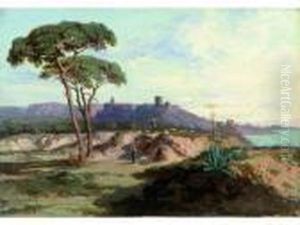 Vue Du Lac De Nemi Pres De Rome by Louis Hilaire Carrand